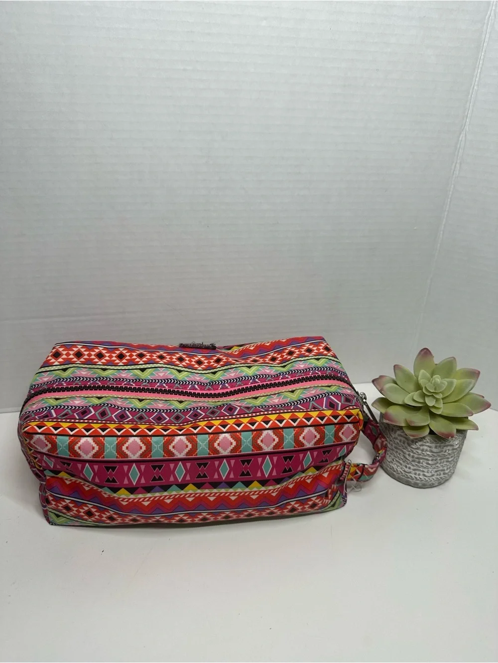 Soho Multicolor Aztec Cosmetic Pouch - Pink and Orange Accents